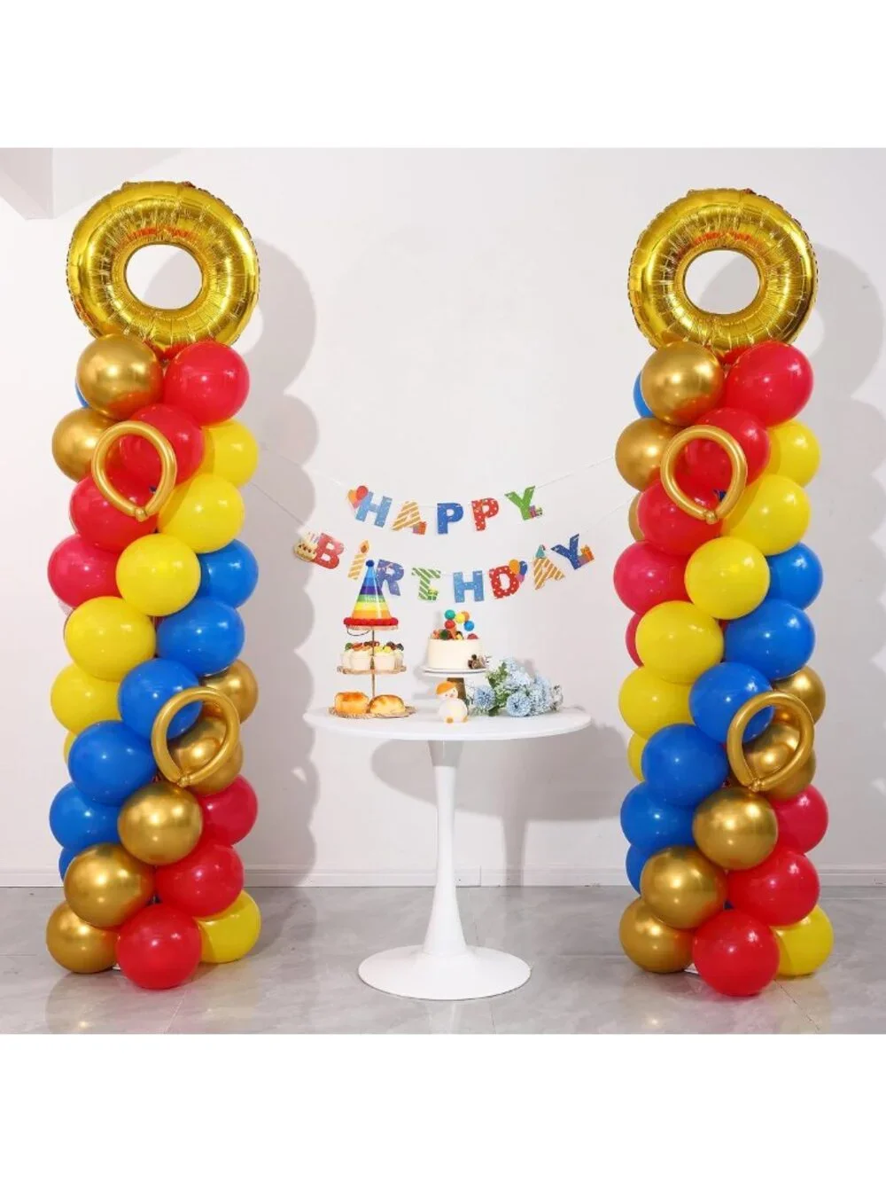 Cartoon Hedgehog Balloon Column Kit - 2 Sets, 130PCS Colorful Balloons for